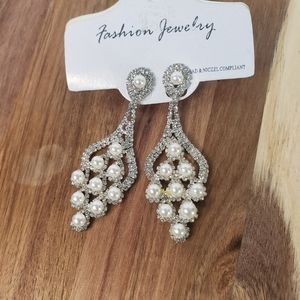 Pearl and Rheinstone Earrings
